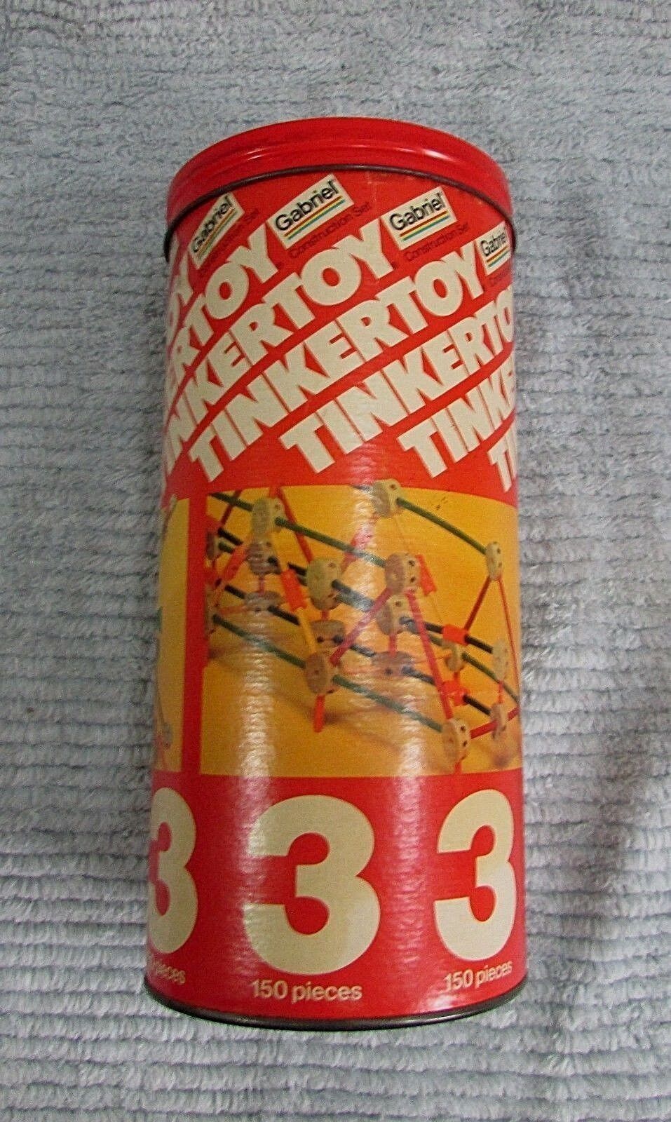 Vintage 1979 Empty Cardboard Tin Canister For Gabriel Tinkertoy