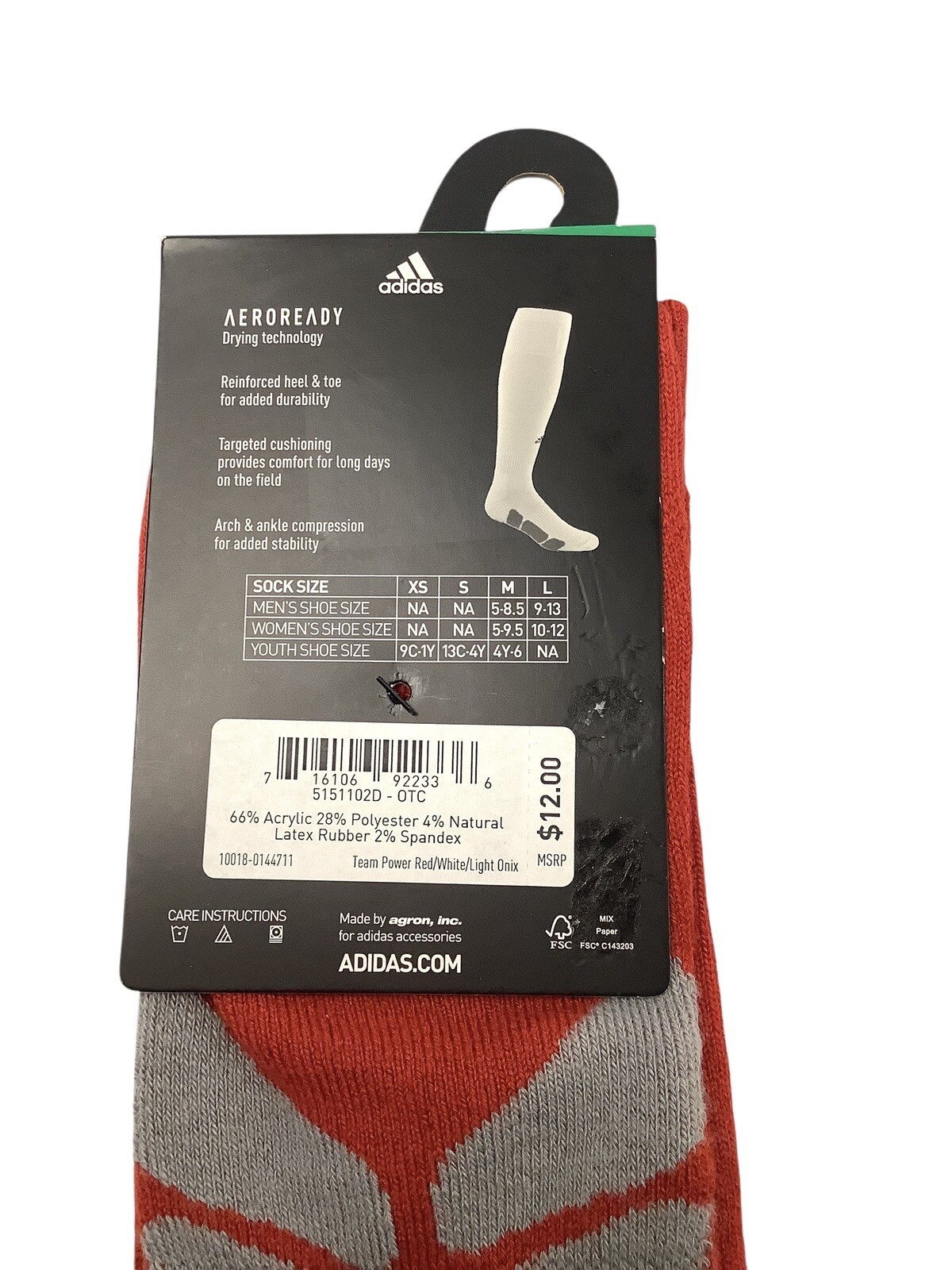 NWT adidas Baseball Over The Calf Red Aeroready Compression Socks Size Large