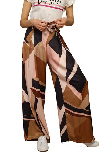 Pantaloni ampi casual con elastico in vita e cinta pantaloni palazzo  eleganti | eBay