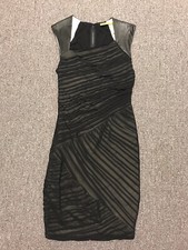 Alice+Olivia Black Dress LBD Silk And Leather Size 0