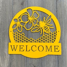 Bee Welcome Metal Sign Cutout