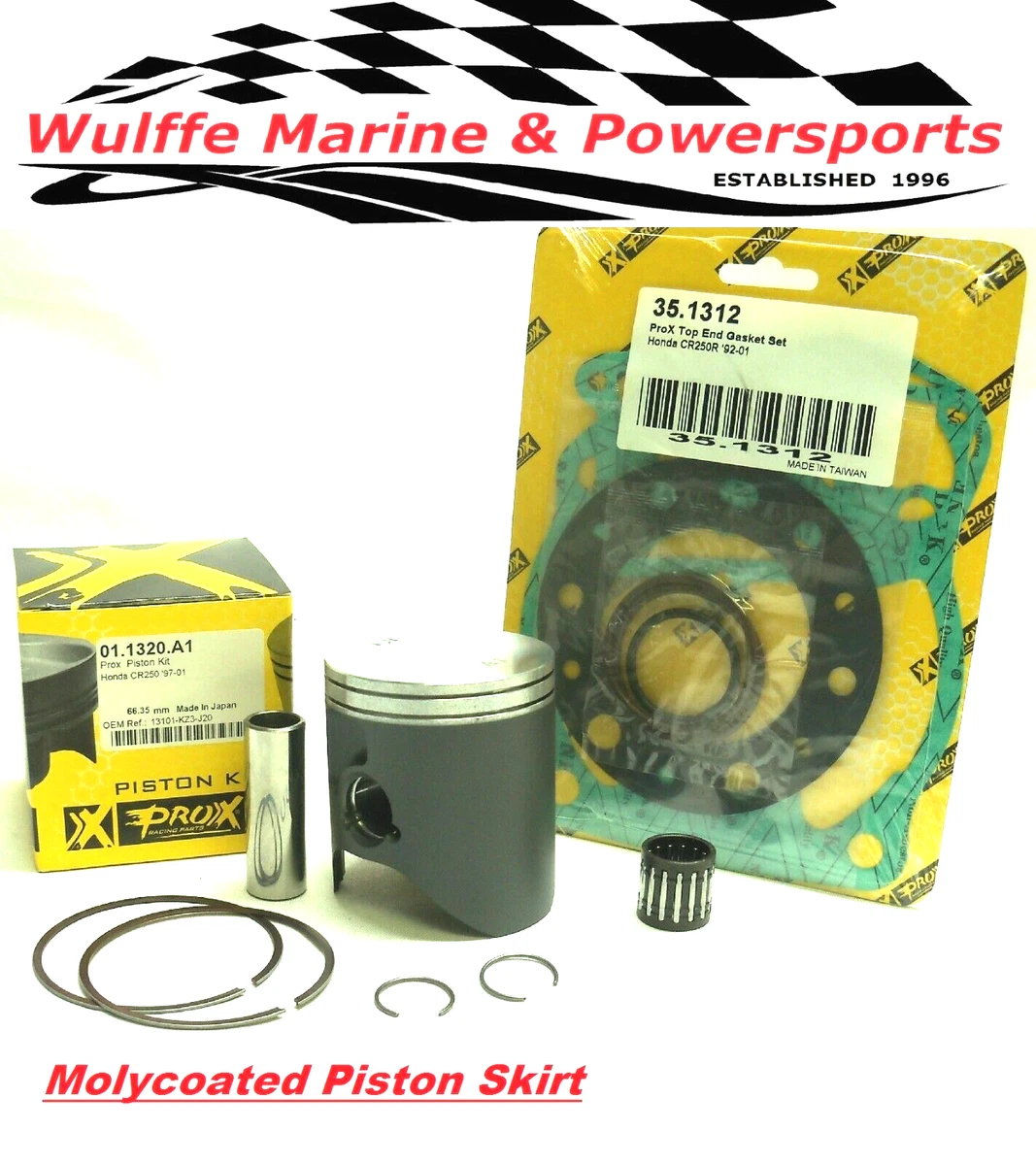 Kit Piston + Segments Vertex 66,37 Mm Pour Honda CR/CRE 250 1997-2001, Référence 22454D - Neuf