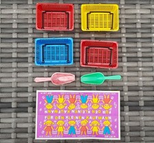4x Körbchen 2x Schaufel Für den kleinen Kaufmann Kaufmannsladen VEB Famos DDR