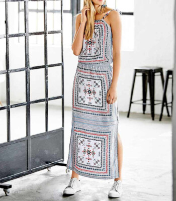 NEU - B.C. by HEINE - GR. 22 (44) - Maxikleid weiß-bunt