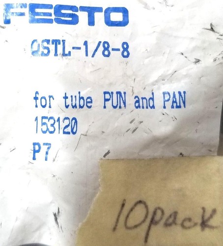 Festo QSTL-1/8-8 Push To Connect Tee Tube Fitting P7 153120 (Bag of 10) - Picture 2 of 2
