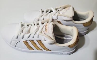 Chaussures de tennis Adidas fille/femme Grand Court K blanc et or
