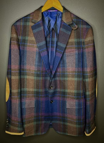 $2495 Ralph Lauren Purple Label 42L Hadley Blazer Jacket RRL Coat Plaid Leather - Picture 6 of 14