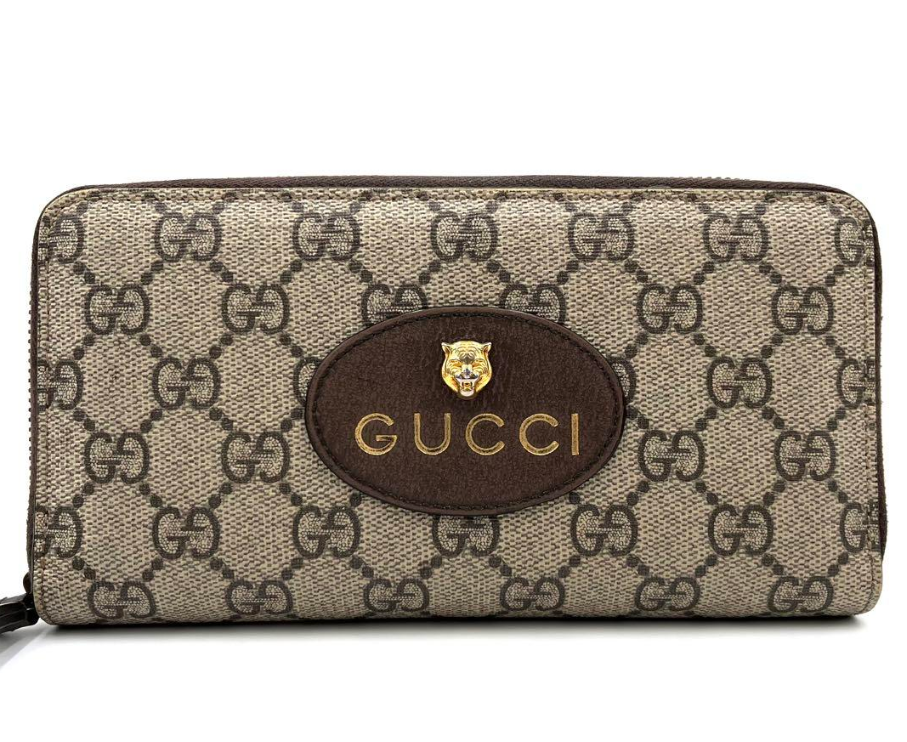 【関税&送料込み】Gucci Wallets GUCCI GG Supreme Neo Vintage Tiger Beige Long Wallet Round