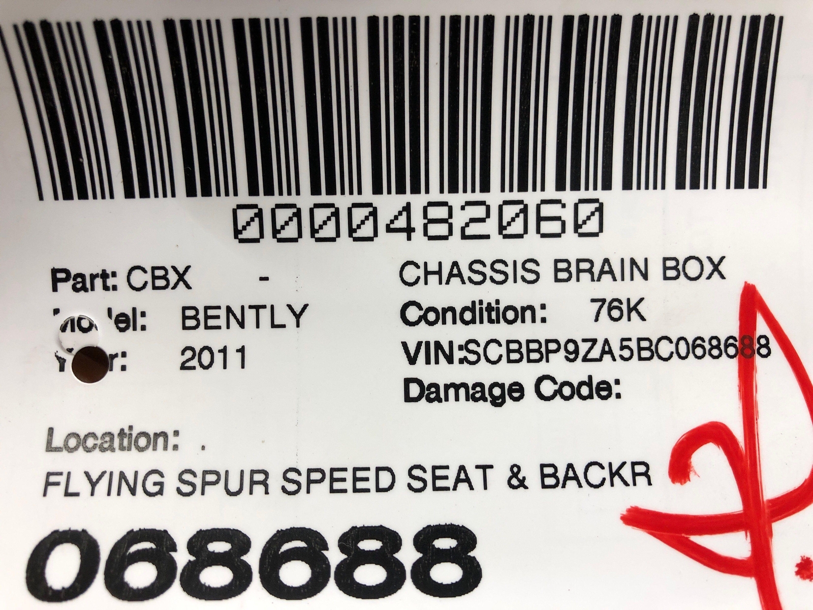 2006-2012 BENTLEY CONTINENTAL SEAT & BACKREST ADJUSTMENT MODULE 3D0959860CA