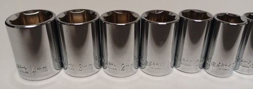 12pc CHROME CR-V, CRESCENT, 1/4" Drive, Metric, 6 point socket set lot - Picture 2 of 3