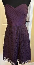 NEW Davids 10 Medium Plum Formal Lace Chiffon Dress Evening Prom Cocktail $150