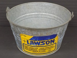 Large Vintage Lawson Galvanized Metal Pail Bucket Tapered