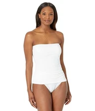 Tommy Bahama White Pearl Long Shirred Bandini Swim Top L115016 Womens Size XS