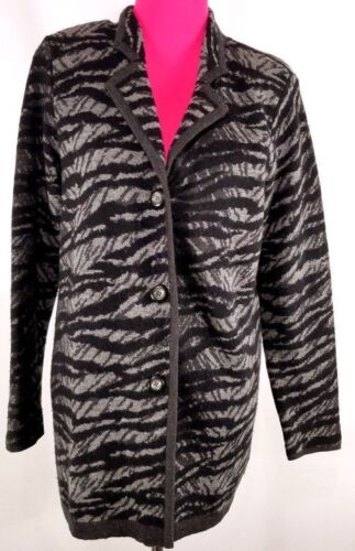 Dana Buchman Womens Size S Wool Animal Print Sweater Coat Black Gray - Picture 1 of 5