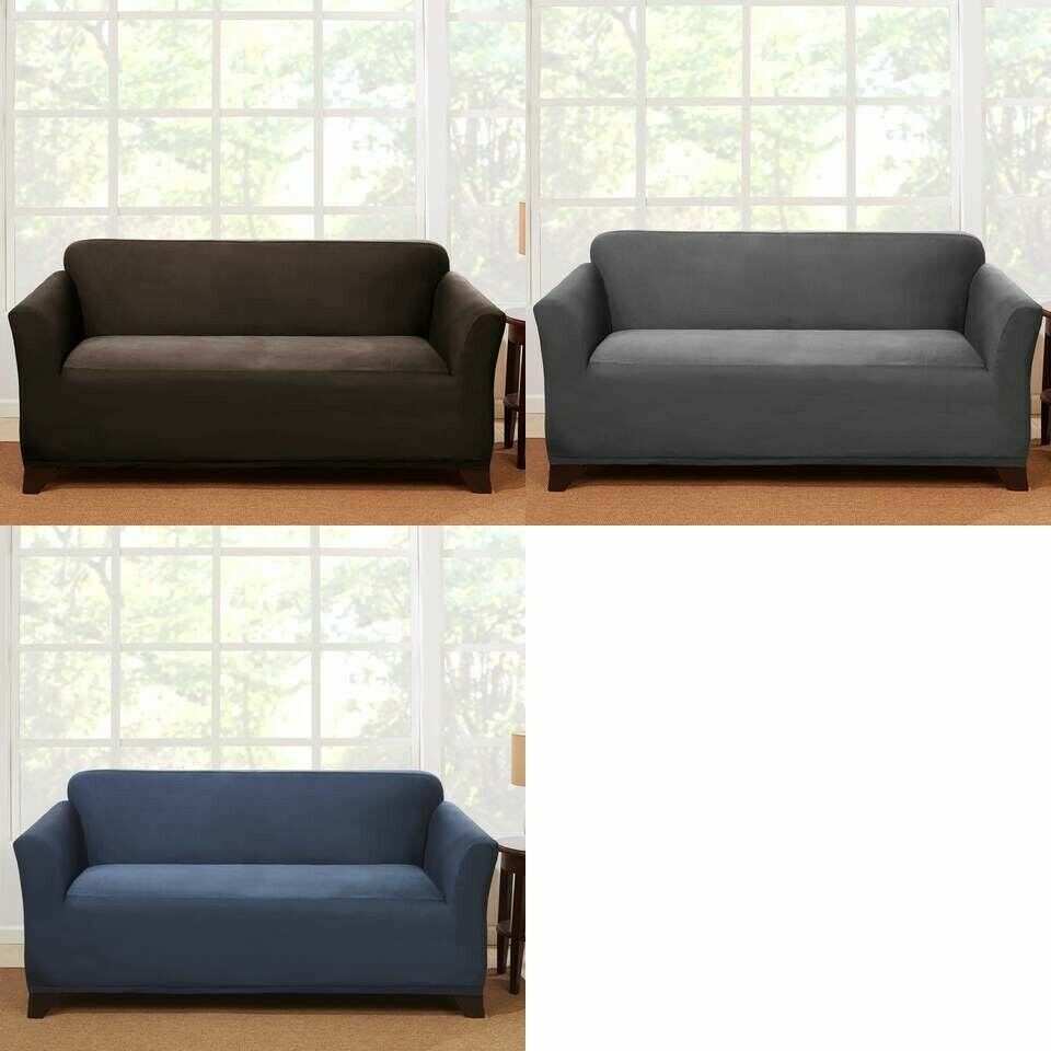 Sure Fit Stretch Suede LOVESEAT Slipcover One Piece Box Cushion
