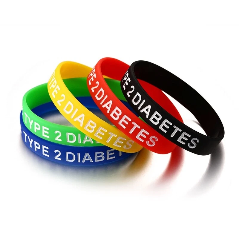 Type 1 2 Diabetic Alert Bracelet 7.5 Diameter 5Pcs Bulk for Men