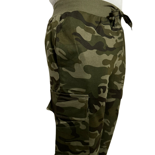 Pantaloni tuta da uomo militari mimetici cargo con tasconi caccia elasticizzati - Foto 16 di 20