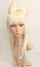 Lady Gaga Blonde Straight Wig CLIP GAGA BOW Cosplay wigs