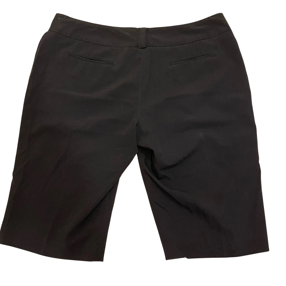 Larry Levine Purple Stretch Bermuda Shorts Career Casual Black Women's Size 14 - Image 2 of 4