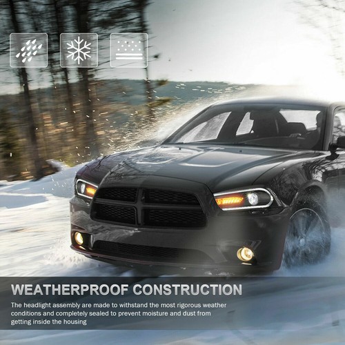 VLAND LED Headlights Fit 2011-2014 2012 Dodge Charger Sequential Lamps+LED Bulbs - Picture 9 of 18