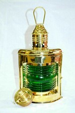 MESSING GR&Uuml;NE PORT LATERNE SCHIFF &Ouml;LAMPE Maritime Boot Licht Lampe Laterne