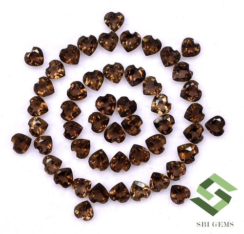 3 mm Natural Smoky Quartz Heart Shape Cut Lot 50 Pcs Calibrated Loose Gemstone - Picture 3 of 5