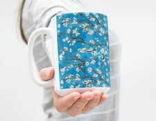 Almond Blossom Coffee Tea Mug Cup 15 Oz Ceramic floral design jug by Mugzan