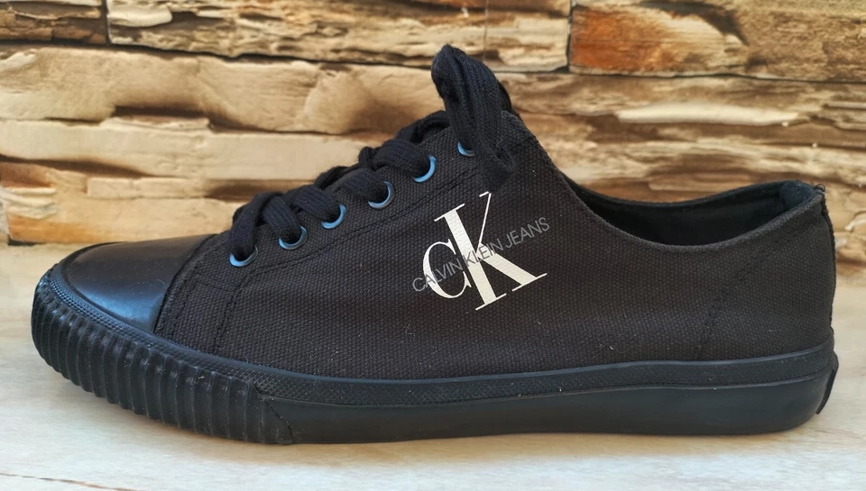 Calvin Klein Jeans Women's Flat Shoes Black Canvas Sneakers Size US 9.5 EUR 40 - Image 4 of 4