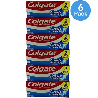 Colgate Cavity Protection Fluoride Toothpaste Great Regular Flavor 6.0 oz 6 Pack
