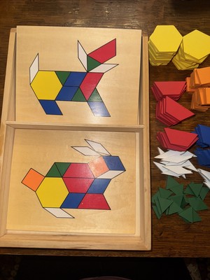Melissa and Doug Pattern Blocks and Boards Wood Toy 5 boards