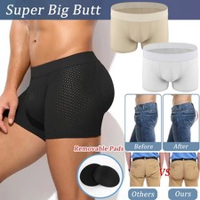 Mens Padded Underwear Butt Lifter Boxer Briefs Shorts Hip Booty Shapewear Shaper