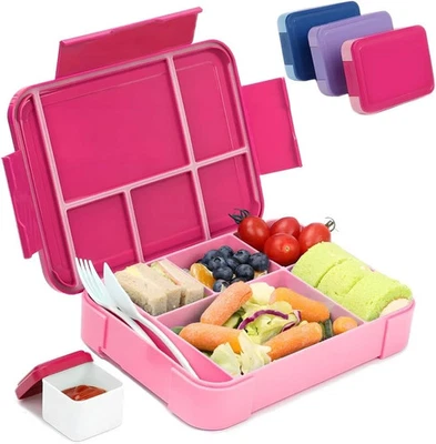 Bugucat Bento Lunch Box 1330ML,kids Boxes with 6 pink, Pink