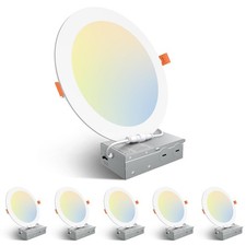 6 Pack 8 Inch 5cct Ultrathin Led Recessed Ceiling Light With Junction Box 2700k/
