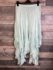 Free People Clover Maxi Skirt Size Large Mint Aqua Green Hankerchief Fairy Boho