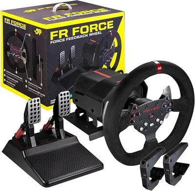 FRTEC - Lenkrad mit Pedalen FR FORCE, Force-Feedback 3,2 Nm, Doppelmotor, abnehm