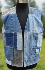 Levis Patchwork Denim Vest Vintage 80s Adult Medium Large Custom Rare Vntg M L
