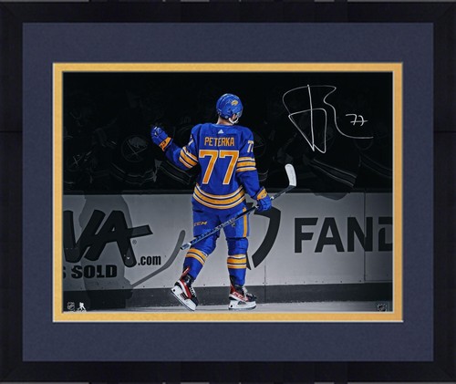 Framed JJ Peterka Buffalo Sabres Signed 16" x 20" 1st NHL Goal Celebration Photo