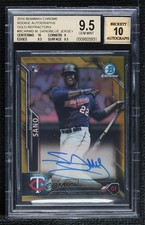 2016 Bowman Chrome Rookie Gold Refractor 6/50 Miguel Sano BGS 9.5 Auto 0s3