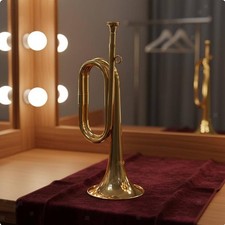 Engraved brass trumpet, powerful sound, ceremonial trumpet for