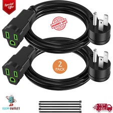 2 Pack Power Extension Cord 3Ft/36Inch, 3 Prong Electric Extension Cable single