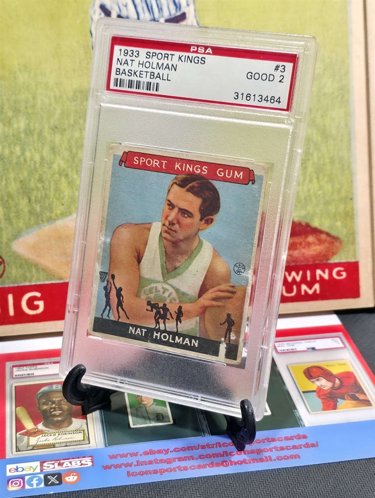 1933 Goudey Gum Sport Kings #3 NAT HOLMAN Basketball PSA 2 CELTICS HOF Prewar view 3