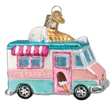 Old World Christmas Ice Cream Truck Glass Tree Ornament FREE BOX 46106