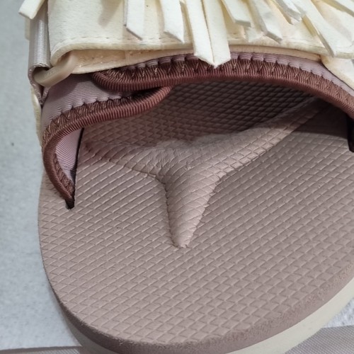 SANDALI SCAMOSCIATI SUICOKE TAGLIA UK 10 marrone panna con nappe - Foto 14 di 17
