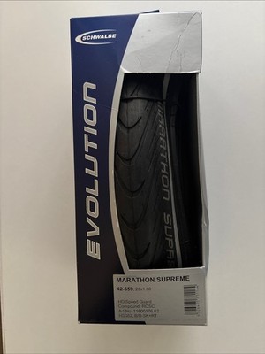 Schwalbe Marathon Supreme Bicycle Tire 26 x 1.6 Folding Clincher Black V-Guard