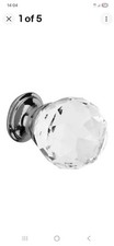 2 x Pack Modern Faceted Glass Cabinet Door Knob Polished CHROME 30mm HIATT