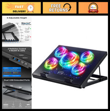 Adjustable Laptop Cooling Pad with 5 Quiet Fans for 12"-17" Gaming PC Notebook