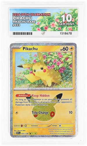Pokemon Card Pikachu 033/128 ACE 10 11/30 30th Celebration Gem Mint
