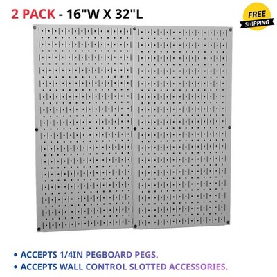 2pcs Vertical Metal Pegboard Racks 16''x32'' Wall Board Tool Organization Panels