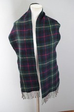 Polo Ralph Lauren Reversible Scarf Mens Gray Plaid Wool Made Italy Fringe Logo