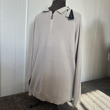 Elie Tahari Sweater Men Beige 1/4 Zip Pullover Size XL Long Sleeve NWT